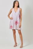 Mystree Floral Printed Denim Shift Dress - Rose Haze