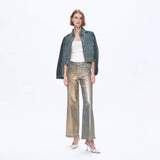 Gold Digger High Rise Gold Foiled Wide Leg Denim