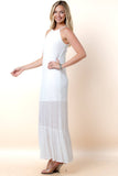 Mabel Mesh Striped Detail Round Neck Maxi Dress