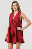 Emmy Pleated Tie Front Gameday Overall Romper