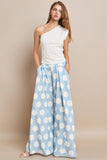 Solid One Shoulder Pleated Top- Sky Blue