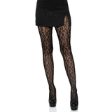 Leopard Net Tights: Black / One Size