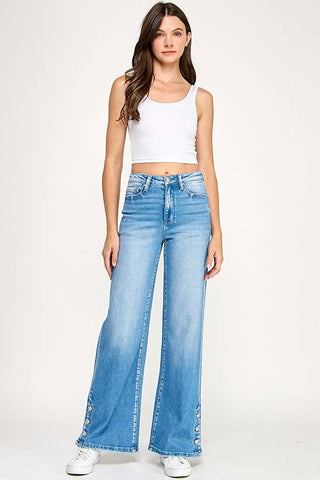 Petra Super Soft Touch High Rise Wide Leg Jean - Medium Light