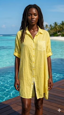 Italian Cotton Button-Down Shirt Dress