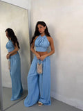 Italian 2pc Crop Top + Trousers Set