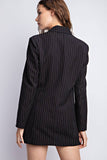 Morticia Pinstriped Woven Blazer Dress - Black