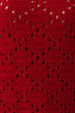Boat Neck Sleeveless Crochet Dress - Red