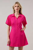 Durella Button Down Mini Dress- Yellow
