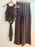 Italian 2pc Crop Top + Trousers Set