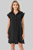Avery Game Day Ruffle Button Down Dress Black