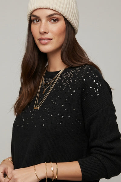 The Q2 Soft Knit Sweater with Sequins
