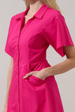 Durella Button Down Mini Dress- Yellow