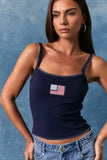 Tank Top with American Flag On Front-Navy