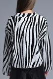 The Q2 Zebra Print Polo Collar Cardigan- Cream