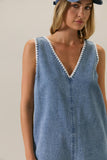 Howdy V-Neck Sleeveless Denim Romper