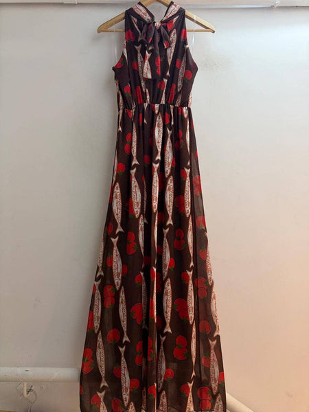 Tomato-and-Sardine Print Maxi Dress
