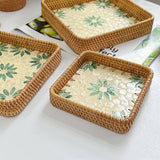 Sardine Shell Inlay Rattan Tray