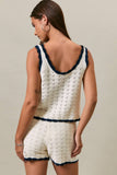 Contrast Detail Sleeveless Sweater Top- Ivory