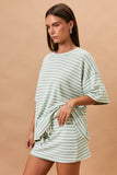 Oversized Round Neck Stripe Tee