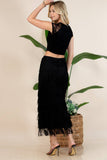 Fringe Skirt-Western Fringed Piñata Midi Skirt