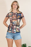 Western Cowboy Stamp Print T Shirt
