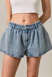 Mid Waist Flare Denim Shorts -Denim