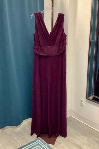 Ralph Lauren Metallic Ruched Evening Gown - Maroon