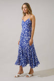 Hagny Pleated Midi Dress Kian Floral- Blue