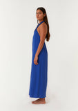 FINAL SALE Open Back Twist Halter Maxi Dress - Cobalt