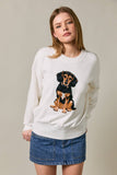 "BEAGLE" Dog Crew Neck Oversized Sweater