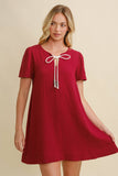 Cotton Gauze Ribbon Tie Mini Dress