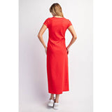 Basic Brittany T-Shirt Midi Dress - Red