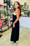 Italian Two-tone Contrast Halter Neck Maxi Dress