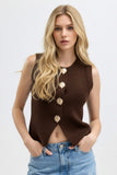 The Q2 Knitted Gold Button Vest