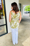 Carrie Linen Leaf Print Spaghetti Strap Top