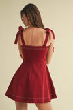 Game Day Strap Tie Flowy Mini Dress