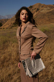 Structured Shoulder Fit & Flare Blazer- Taupe