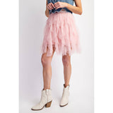 Cascading Tulle Mesh Layered Mini Skirt