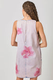 Mystree Floral Printed Denim Shift Dress - Rose Haze