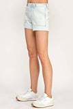 Petra High Rise Patch Pocket Shorts with Frayed Hem