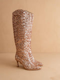 The Jewel Rose Gold | Knee High Sequin Boot