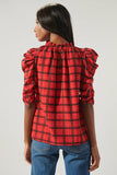 Woodland Red Plaid Drape Sleeve Top