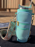 Neoprene Tumbler Sleeve Aqua- RTS: Mint Brown Black Geo