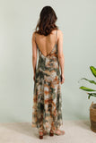 The Jenna Print Sheer Illusion Mesh Midi  Dress - Abstract