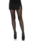 Leopard Net Tights: Black / One Size