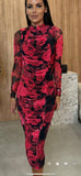 Rosa Sheer Bodycon Print Maxi Dress