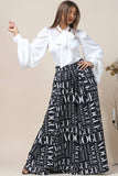 Vogue White Print Palazzo Pants - Black