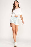 Petra High Rise Patch Pocket Shorts with Frayed Hem