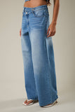 Hight Waist Wide Leg Crossover Jeans- Denim