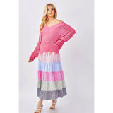 Light Knit Destroyed Hem V-Neck Sweater